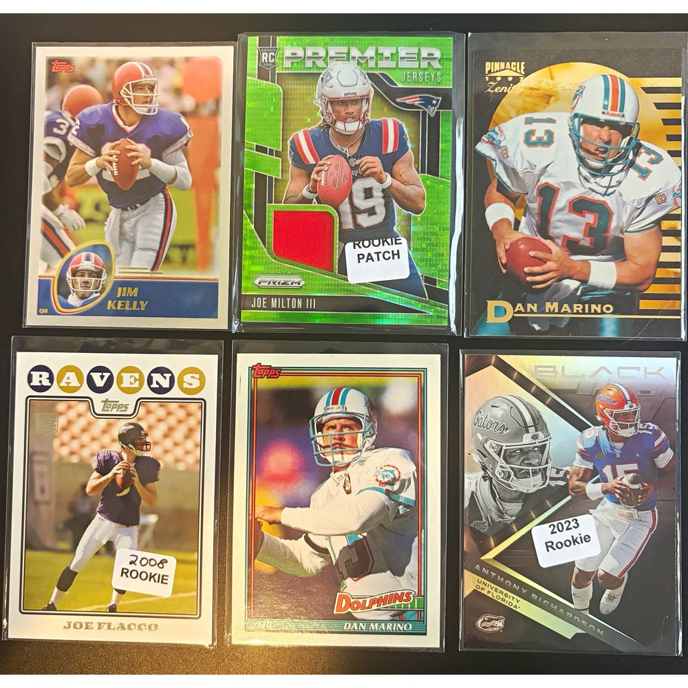 Joe Milton III Rookie Patch Dan Marino Jim Kelly Anthony Richardson 6 Card lot